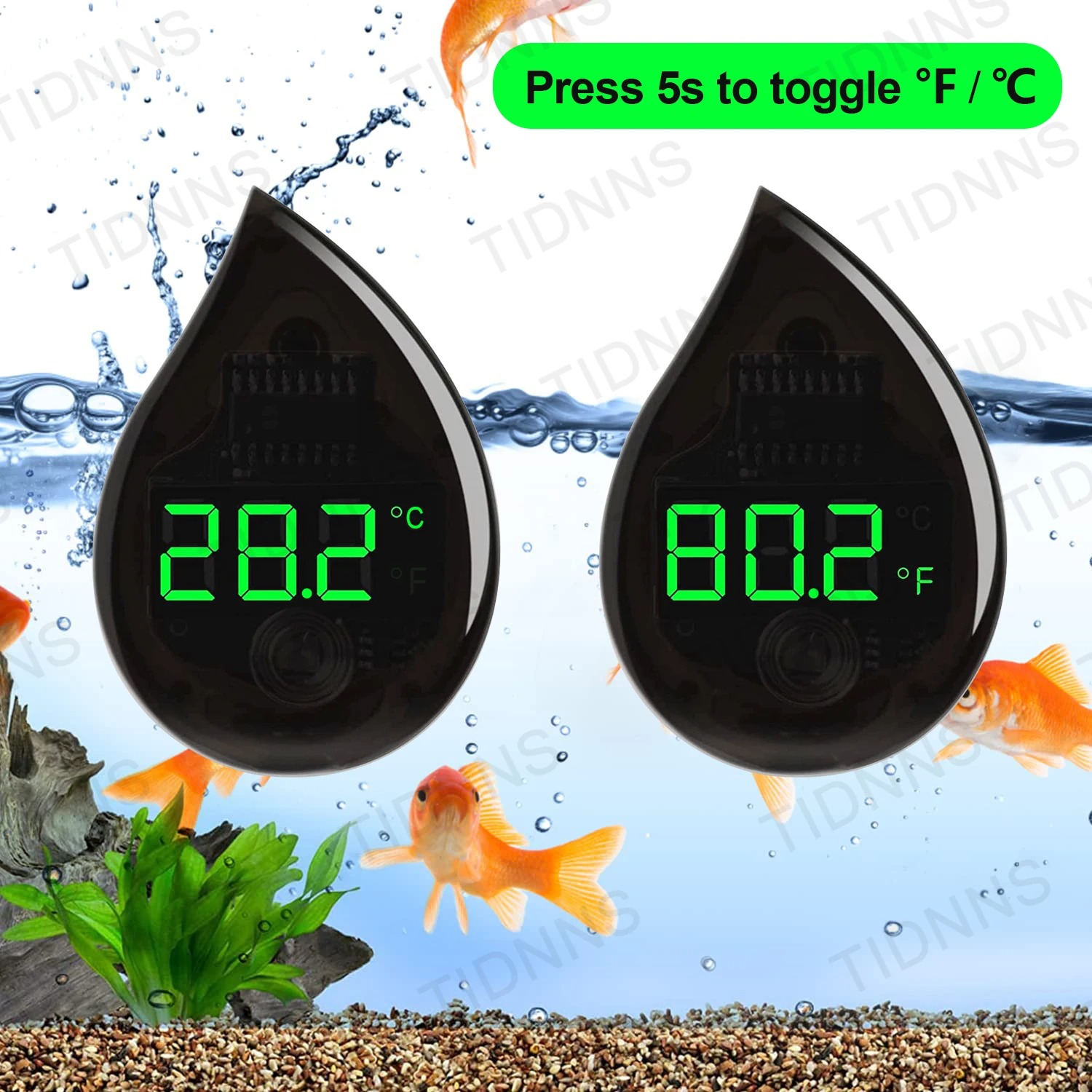 Planted Aquarium Temperature - Termómetro Autoadhesivo para Acuario, Termómetro Digital
