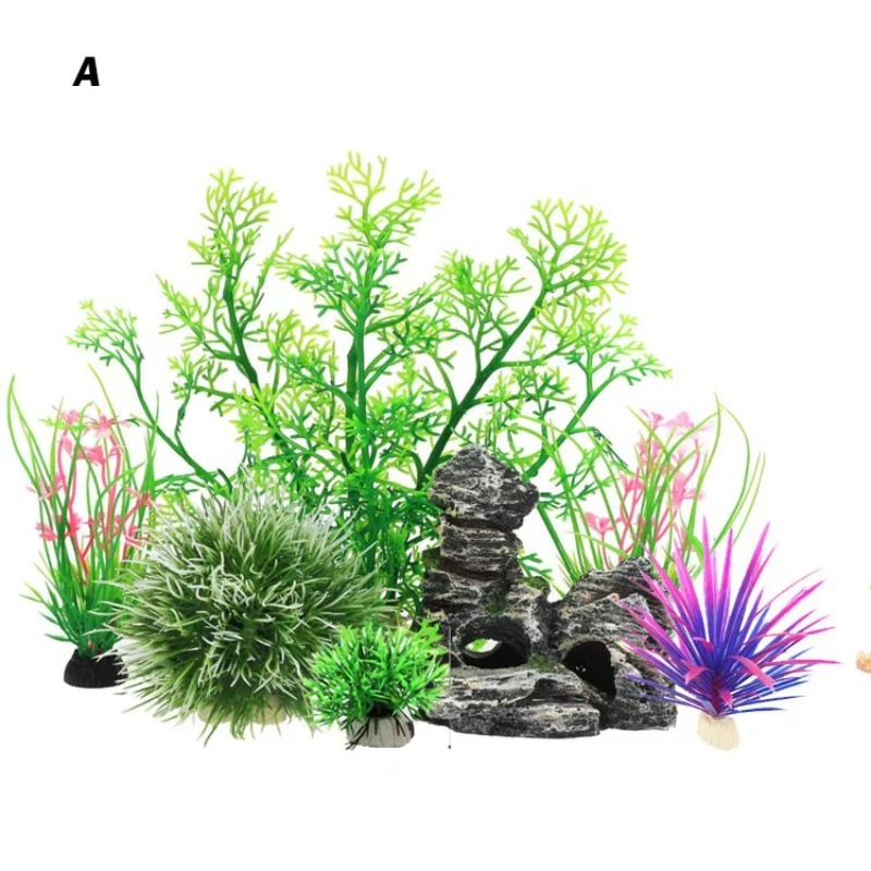 Planted Aquarium With Rocks - 10 piezas de decoración de acuario